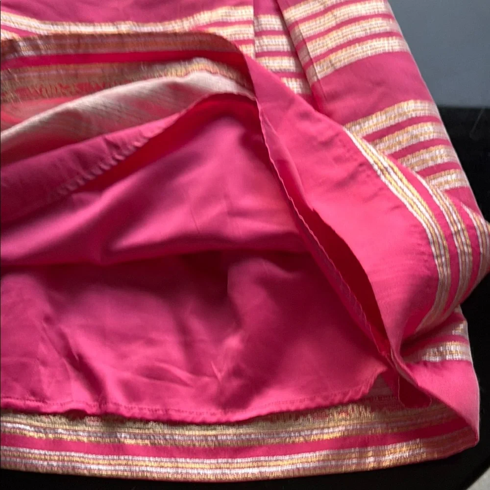 Lily Pulitzer Pink Strapless Dress with Metallic Gold Stripe and Gems - Picture 5 of 7